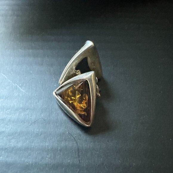 Sterling Silver .925 Baltic Amber Earrings BN - Picture 1 of 3